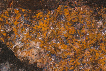 Brown wall texture. Stone background. Rock texture. Grunge Rough structure. Abstract texture. Rock surface with cracks. Rock pile. Paint spots.