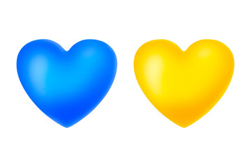 Fototapeta na wymiar Ukraine Heart 3d shaped. National Ukrainian flag icon. Ukrainian symbol in patriotic yellow blue colors. Realistic vector illustration isolated on white background