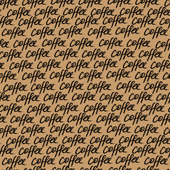  Simple seamless pattern with coffee lettering