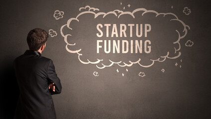 businessman drawing a cloud with inscription