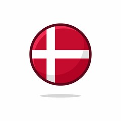 Obraz premium Denmark Flag Icon. Denmark Flag flat style isolated on a white background - stock vector.