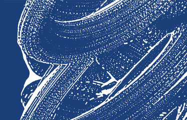 Grunge texture. Distress indigo rough trace. Energ