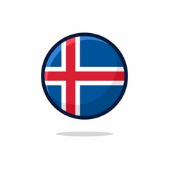 Iceland Flag Icon. Iceland Flag flat style isolated on a white background - stock vector.