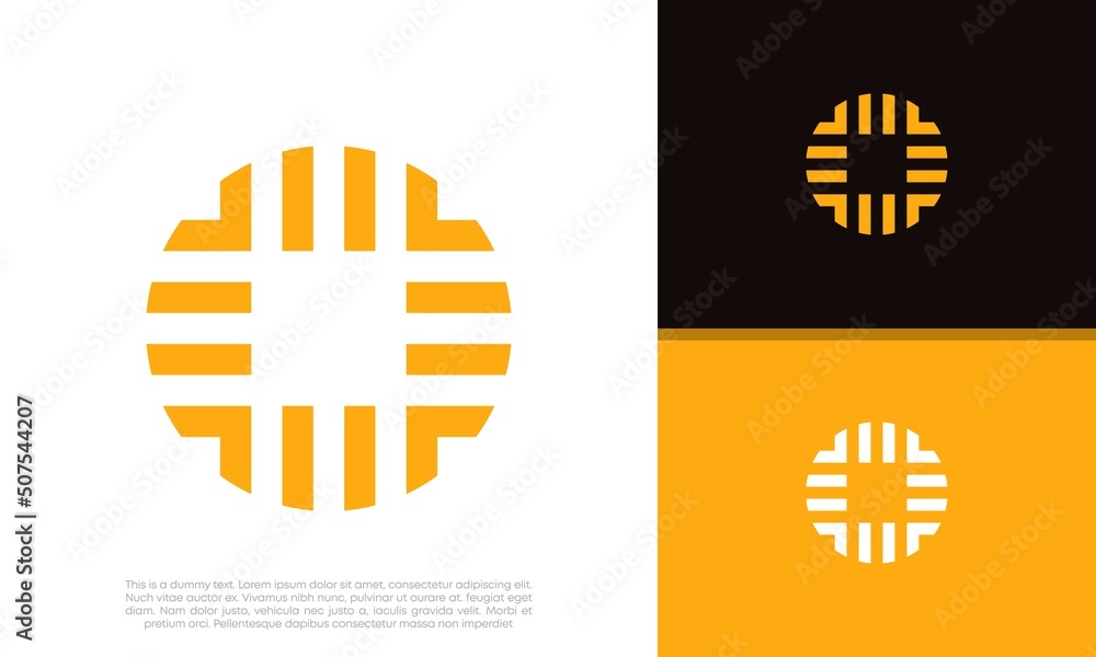 Wall mural innovative high tech logo template. template label for blockchain technology. technology logo.