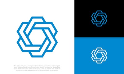 Innovative high tech logo template. Template label for blockchain technology. Technology Logo.