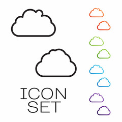 Black line Cloud icon isolated on white background. Set icons colorful. Vector
