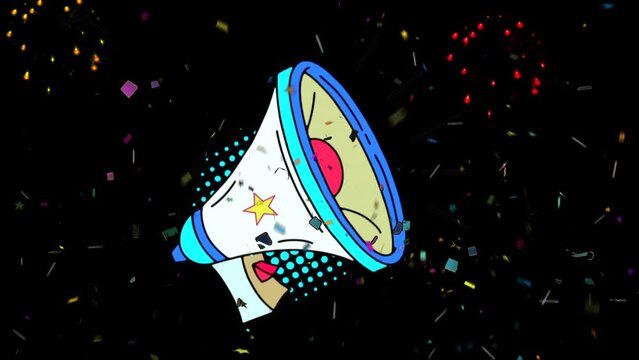 Animated cartoon megaphone announcement
