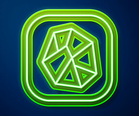 Glowing neon line Salt stone icon isolated on blue background. Vector