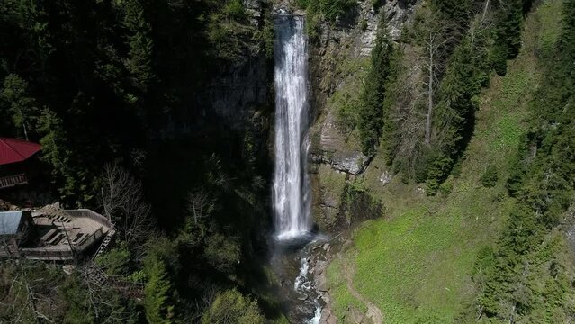 Maral waterfall. Giant waterfall. High quality, Drone image.