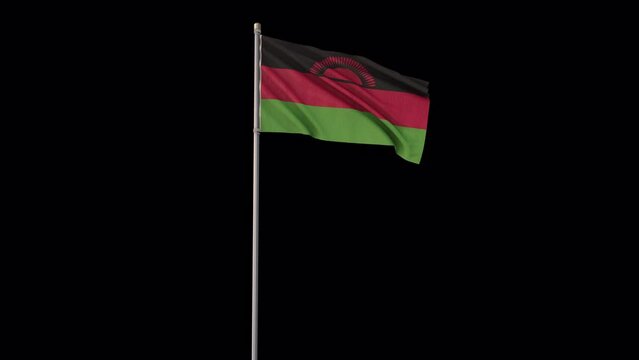 Malawi flag, 4k video background is transparent