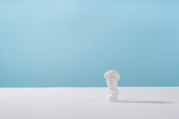 Cosmetic display podium platform greek man with roman marble column for product presentation,...