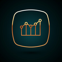 Gold line Financial growth increase icon isolated on dark blue background. Increasing revenue. Vector
