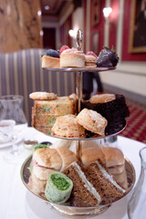 English afternoon tea cookies and finger sandwiches