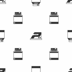 Set Washer, Electric iron and on seamless pattern. Vector