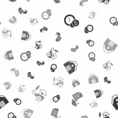 Set Time is money, House contract, Garage and with dollar on seamless pattern. Vector