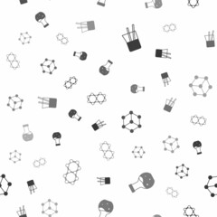 Set Laboratory glassware, Test tube, Molecule and on seamless pattern. Vector
