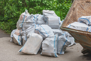 Construction waste in the bags.