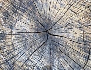 Old tree trunk cut with cracks.