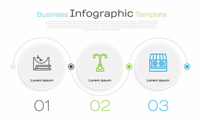 Set line Skate park, Street light and Shooting gallery. Business infographic template. Vector