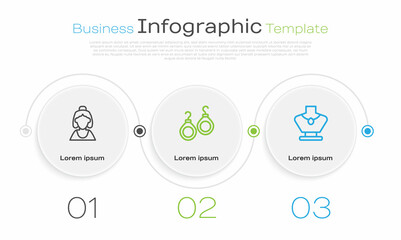 Set line Consultant of jewelry store, Earrings and Necklace mannequin. Business infographic template. Vector