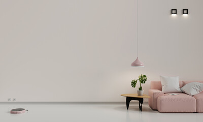 pink sofa in white living room and copy space Photo, 3d rendering