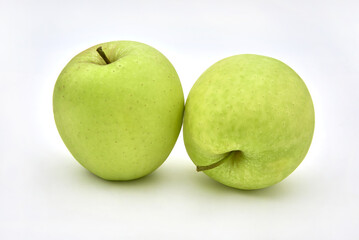 Green apple on white background