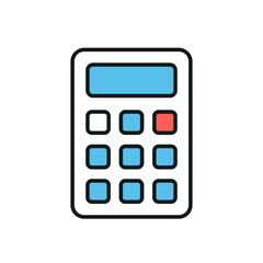 Calculator thin line icon. Color
