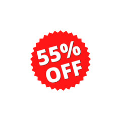 55% off with red sticker design. online discount template