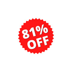 81% off with red sticker design. online discount template