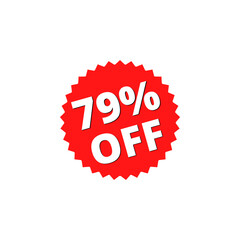 79% off with red sticker design. online discount template