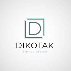 Letter D logo, Square shape, digital abstract