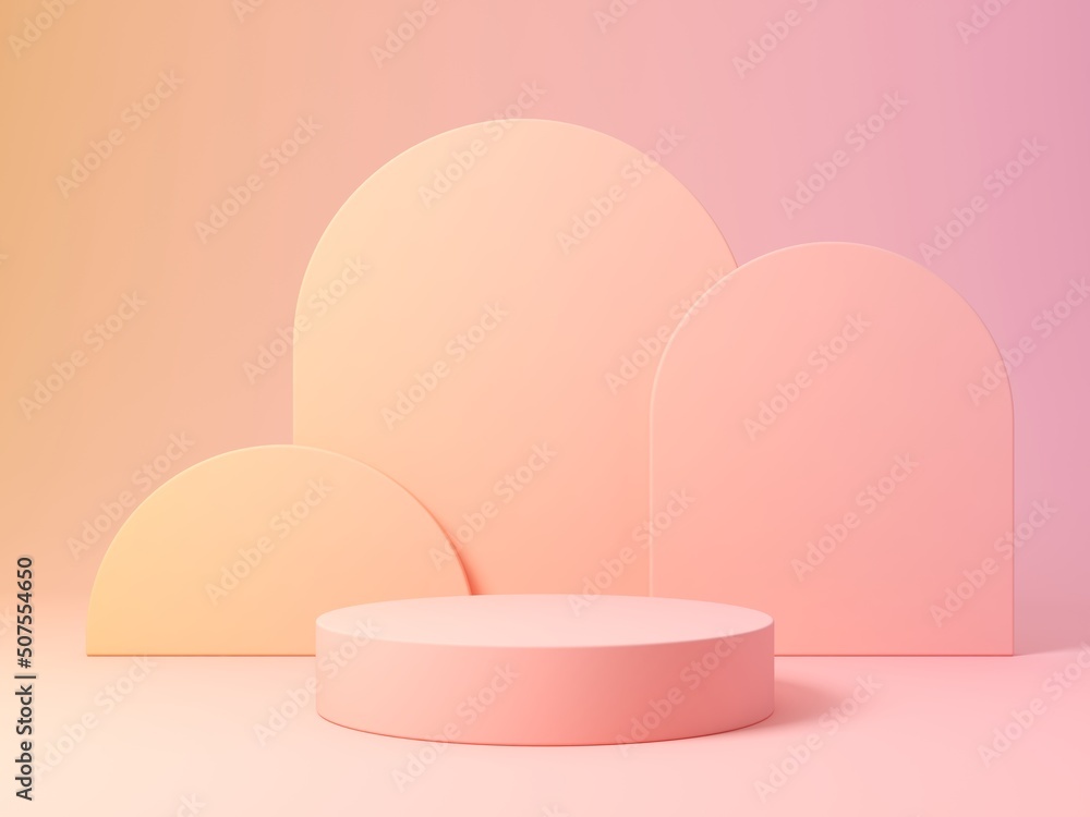 Poster background 3d render scene with podium, minimal product display mock up scene and geometric shape ob