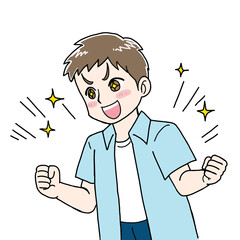 喜ぶ表情の若い男性のイラスト