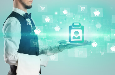 Waiter serving business idea concept