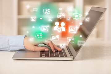 Young person surfing on social media network