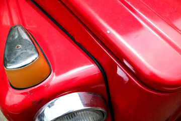 close up shot of antique red car © Fani
