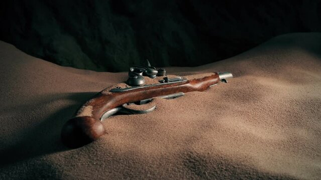 Flintlock Gun In Cave Covered In Sand