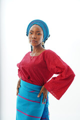 Portrait of a Nigerian Yoruba Woman dressed in Traditional dress