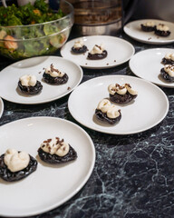 Vegan sugar gluten free dessert from prunes. food photography. close-up. vertical