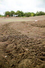 car tire tracks in the sand