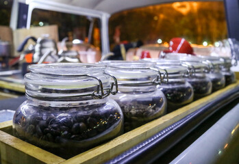 coffee beans in a jar