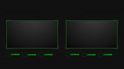 modern screen panel overlay frame set design template for games streaming. live stream screen overlay