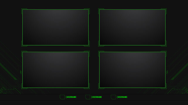 modern screen panel overlay frame set design template for games streaming. live stream screen overlay