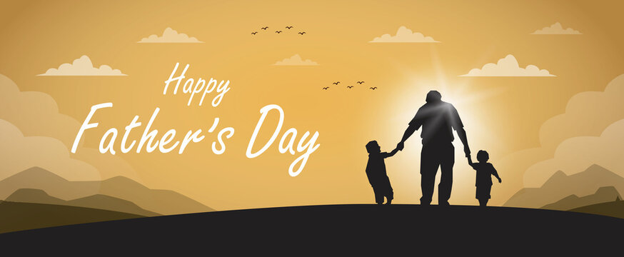 Happy Father's Day illustration design with Gold background for Banner