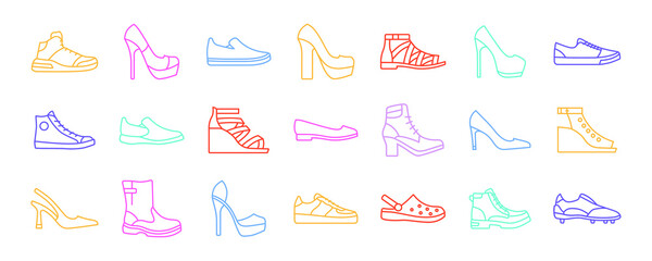 Fototapeta na wymiar collection of men's and women's shoes for fashion and beauty in vector illustrations