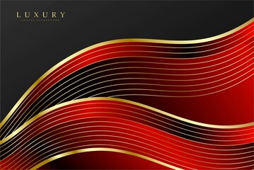 Luxury red background vector. Abstract red and golden lines background with glow effect. Modern style wallpaper for Chinese New Year, ads, sale banner, business presentation and packaging design.