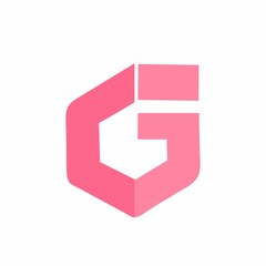 G, GJ, GF, GI pink initials geometric logo and vector icon