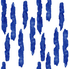 Hand drawn watercolor seamless pattern with navy blush boho elements. Bohemian blue pink fabric print, indigo rose geometric abstract shapes, ethnic design. For wedding invitation, gender reveal cards