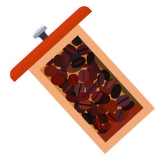 Wooden box in which coffee is stored