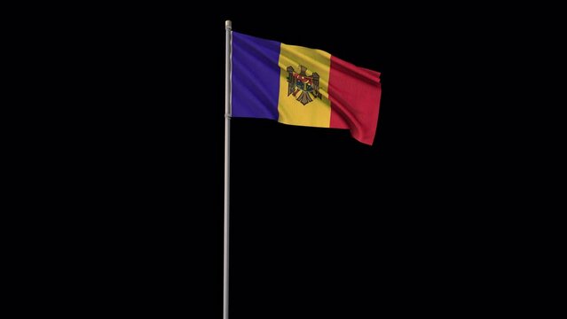 Moldova flag, 4k video background is transparent